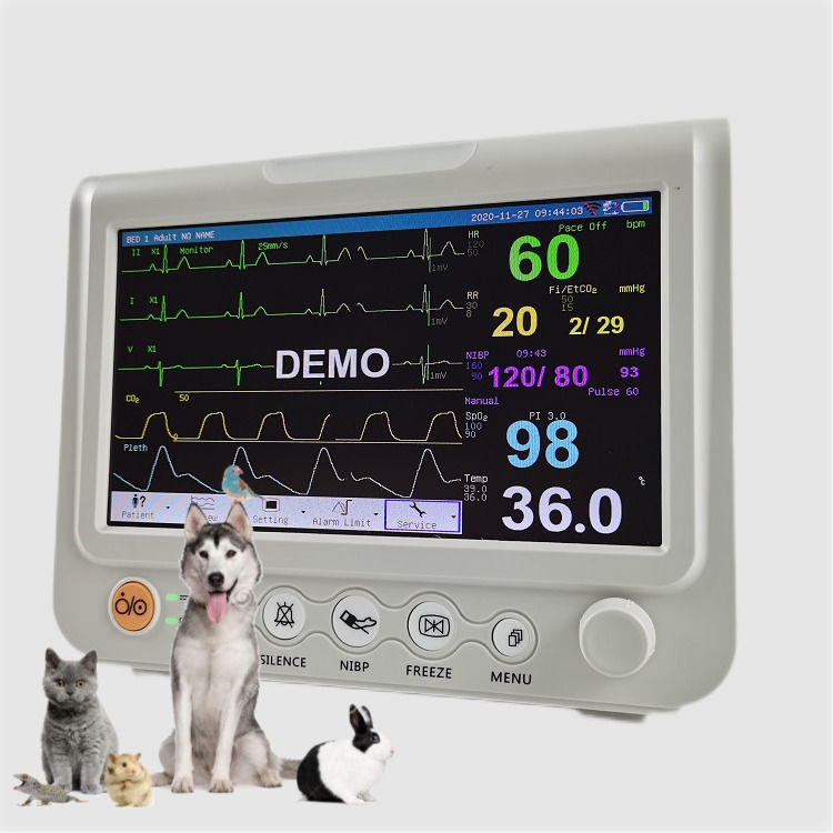 Monitor de sinais vitais de 7 polegadas Multiparameter Monitor de sinais vitais veterinário