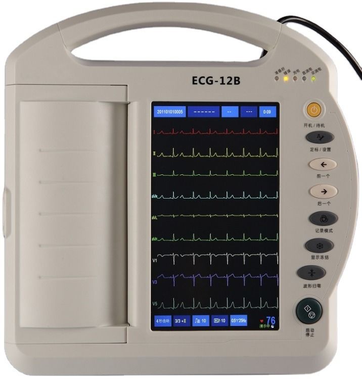 Assistência médica Máquina de ECG Digital Electrocardiógrafo de 12 canais Máquina de ECG Portátil Máquina de ECG Touch Screen