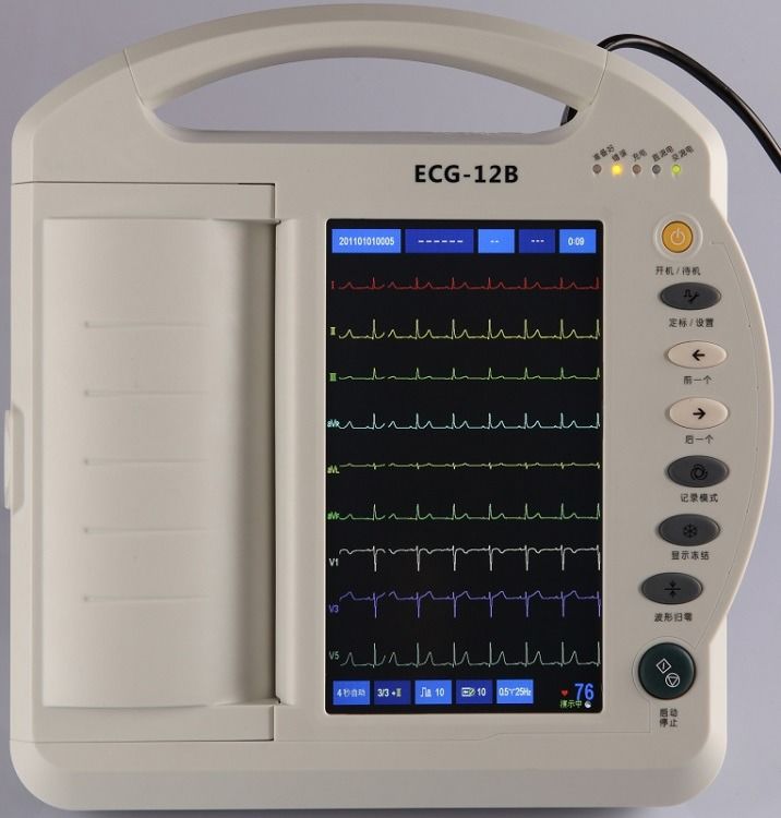 Assistência médica Máquina de ECG Digital Electrocardiógrafo de 12 canais Máquina de ECG Portátil Máquina de ECG Touch Screen